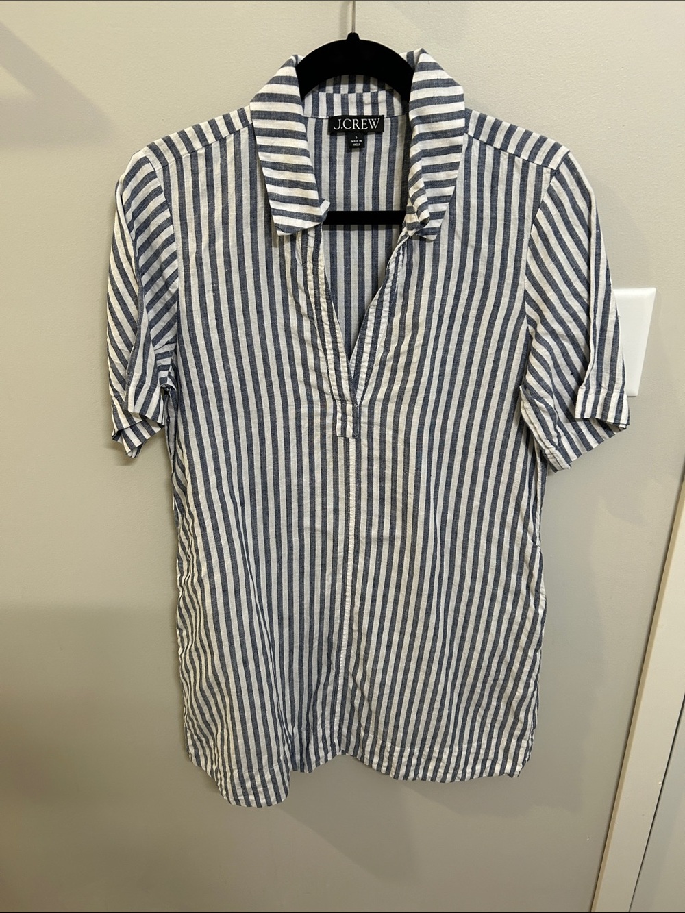 J. Crew Stripe Bungalow Popover Dress in Linen